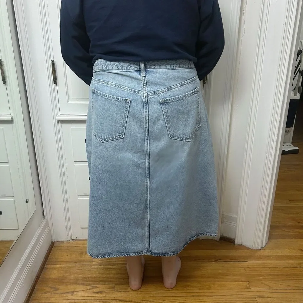 Old Navy Denim High Rise Secret Smooth Pockets Midi Skirt Plus Size 24 3XL